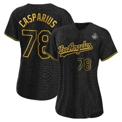 Los Angeles Dodgers Ben Casparius Official Black Authentic Women's Snake Skin City 2024 World Series Player MLB Jersey
