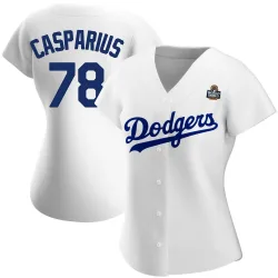 Los Angeles Dodgers Ben Casparius White Authentic Women's Home 2024 World Series Player Jersey