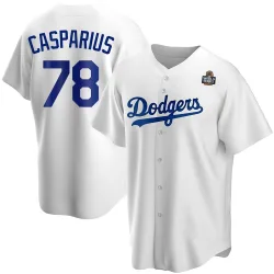 Los Angeles Dodgers Ben Casparius White Replica Youth Home 2024 World Series Player Jersey