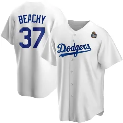 Los Angeles Dodgers Brandon Beachy White Replica Men's Home 2024 World Series Player Jersey