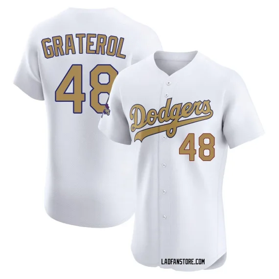 Los Angeles Dodgers Brusdar Graterol Gold Elite Men's White 2025 Collection Player Jersey