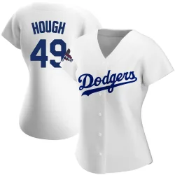 Los Angeles Dodgers Charlie Hough White Authentic Women's Home 2024 World Series Champions Player Jersey