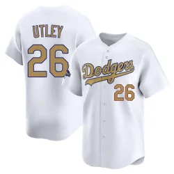 Los Angeles Dodgers Chase Utley Gold Limited Men's White 2025 Collection Player Jersey