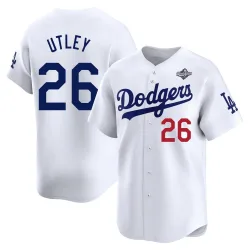 Los Angeles Dodgers Chase Utley White Limited Youth Home 2025 World Series Player Jersey