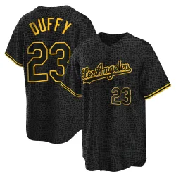 Los Angeles Dodgers Danny Duffy Black Replica Men's Snake Skin City Player Jersey