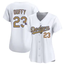 Los Angeles Dodgers Danny Duffy Gold Limited Women's White 2025 Collection Player Jersey