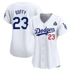 Los Angeles Dodgers Danny Duffy White Limited Women's Home 2024 World Series Player Jersey