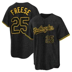 Los Angeles Dodgers David Freese Black Replica Men's Snake Skin City Player Jersey