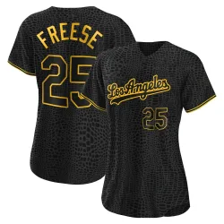 Los Angeles Dodgers David Freese Black Replica Women's Snake Skin City Player Jersey