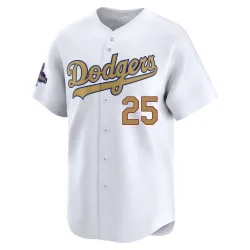 Los Angeles Dodgers David Freese Gold Limited Men's White 2025 Collection Player Jersey