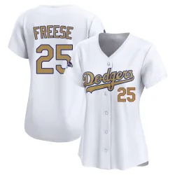 Los Angeles Dodgers David Freese Gold Limited Women's White 2025 Collection Player Jersey