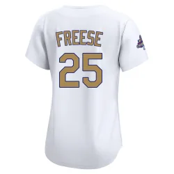 Los Angeles Dodgers David Freese Gold Limited Women's White 2025 Collection Player Jersey