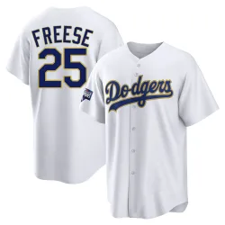 Los Angeles Dodgers David Freese Gold Replica Youth White/ 2021 Program Player Player Jersey