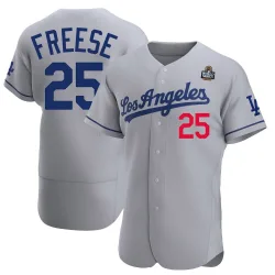 Los Angeles Dodgers David Freese Gray Authentic Men's Away 2024 World Series Player Jersey
