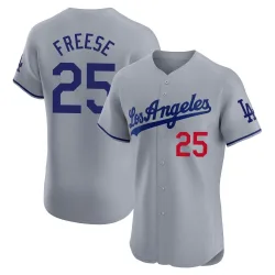 Los Angeles Dodgers David Freese Gray Elite Men's Road Player Jersey