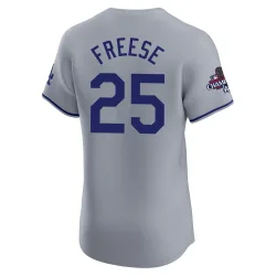 Los Angeles Dodgers David Freese Gray Elite Men's Road World Series Champions Player Jersey