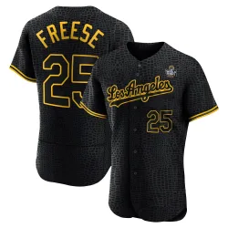 Los Angeles Dodgers David Freese Official Black Authentic Men's Snake Skin City 2024 World Series Player MLB Jersey