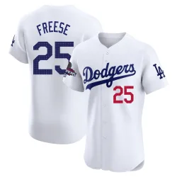 Los Angeles Dodgers David Freese White Elite Men's Home World Series Champions Player Jersey