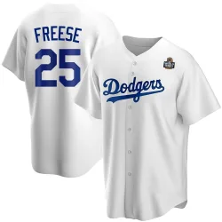 Los Angeles Dodgers David Freese White Replica Men's Home 2024 World Series Player Jersey
