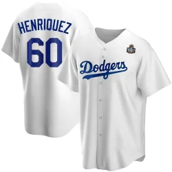 Los Angeles Dodgers Edgardo Henriquez White Replica Men's Home 2024 World Series Player Jersey