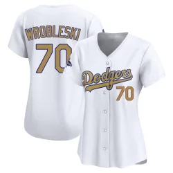 Los Angeles Dodgers Justin Wrobleski Gold Limited Women's White 2025 Collection Player Jersey