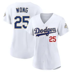 Los Angeles Dodgers Kolten Wong Gold Limited Women's White 2026 Collection Stadium Player Jersey
