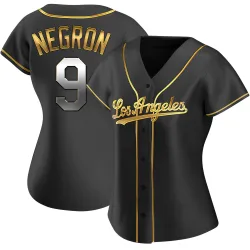 Los Angeles Dodgers Kristopher Negron Black Golden Replica Women's Alternate Player Jersey