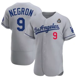 Los Angeles Dodgers Kristopher Negron Gray Authentic Men's Away 2024 World Series Player Jersey