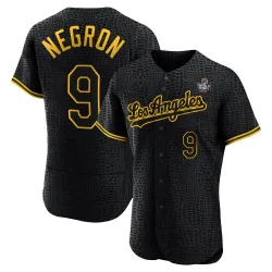 Los Angeles Dodgers Kristopher Negron Official Black Authentic Men's Snake Skin City 2024 World Series Player MLB Jersey