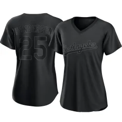 Los Angeles Dodgers Rickey Henderson Black Authentic Women's Pitch Fashion Player Jersey
