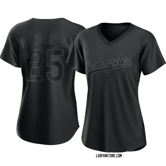 Los Angeles Dodgers Rickey Henderson Black Authentic Women's Pitch Fashion Player Jersey