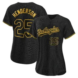 Los Angeles Dodgers Rickey Henderson Black Authentic Women's Snake Skin City Player Jersey