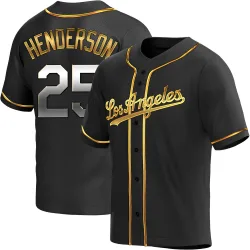 Los Angeles Dodgers Rickey Henderson Black Golden Replica Men's Alternate Player Jersey