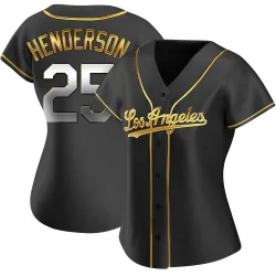 Los Angeles Dodgers Rickey Henderson Black Golden Replica Women's Alternate Player Jersey