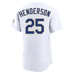 Los Angeles Dodgers Rickey Henderson Gold Authentic Men's White 2026 Collection Player Jersey