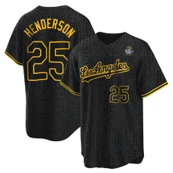 Los Angeles Dodgers Rickey Henderson Official Black Replica Youth Snake Skin City 2024 World Series Player MLB Jersey