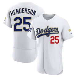 Los Angeles Dodgers Rickey Henderson Official Gold Authentic Men's White/ 2021 Program Player Player MLB Jersey