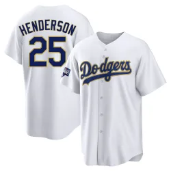 Los Angeles Dodgers Rickey Henderson Official Gold Replica Men's White/ 2021 Program Player Player MLB Jersey