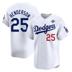 Los Angeles Dodgers Rickey Henderson White Limited Youth Home 2025 World Series Player Jersey