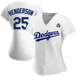 Los Angeles Dodgers Rickey Henderson White Replica Women's Home 2024 World Series Player Jersey