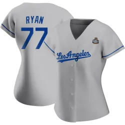Los Angeles Dodgers River Ryan Official Gray Replica Women's Road 2024 World Series Player MLB Jersey
