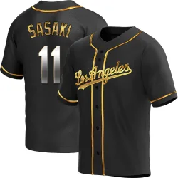 Los Angeles Dodgers Roki Sasaki Black Golden Replica Men's Alternate Player Jersey
