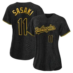 Los Angeles Dodgers Roki Sasaki Black Replica Women's Snake Skin City Player Jersey