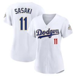 Los Angeles Dodgers Roki Sasaki Gold Limited Women's White 2026 Collection Stadium Player Jersey