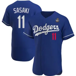 Los Angeles Dodgers Roki Sasaki Royal Authentic Men's Alternate 2024 World Series Player Jersey
