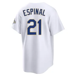 Los Angeles Dodgers Santiago Espinal Gold Limited Youth White 2026 Collection Stadium Player Jersey