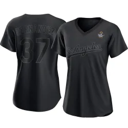 Los Angeles Dodgers Teoscar Hernandez Black Authentic Women's Pitch Fashion 2024 World Series Player Jersey