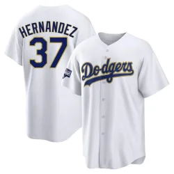 Los Angeles Dodgers Teoscar Hernandez Gold Replica Youth White/ 2021 Program Player Player Jersey